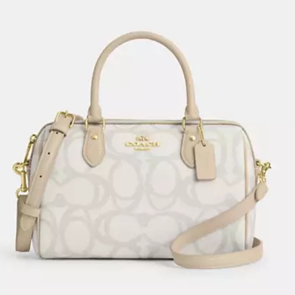 ⭐️Coach NWT Rowan Satchel In Sketch Signature Canvas / Crossbody & Gold Hardware - Picture 1 of 10